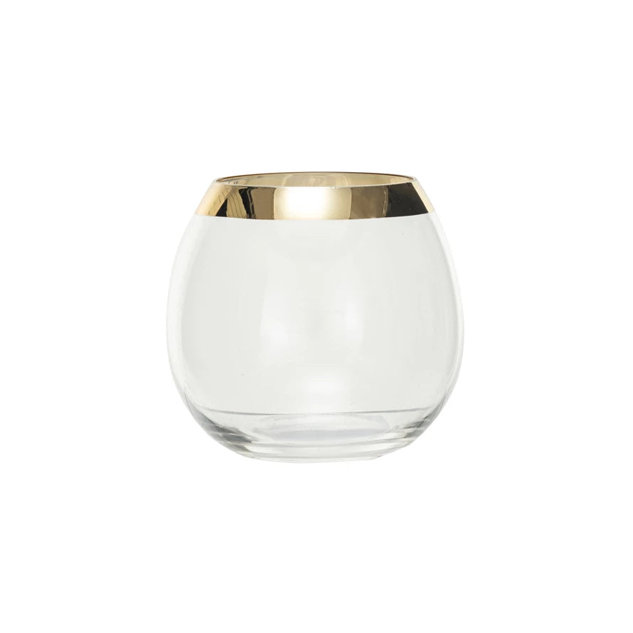 Stemless Wine Glasses with Gold Rim