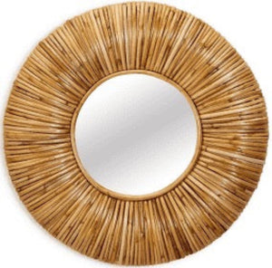 24" Woven Cane Mirror